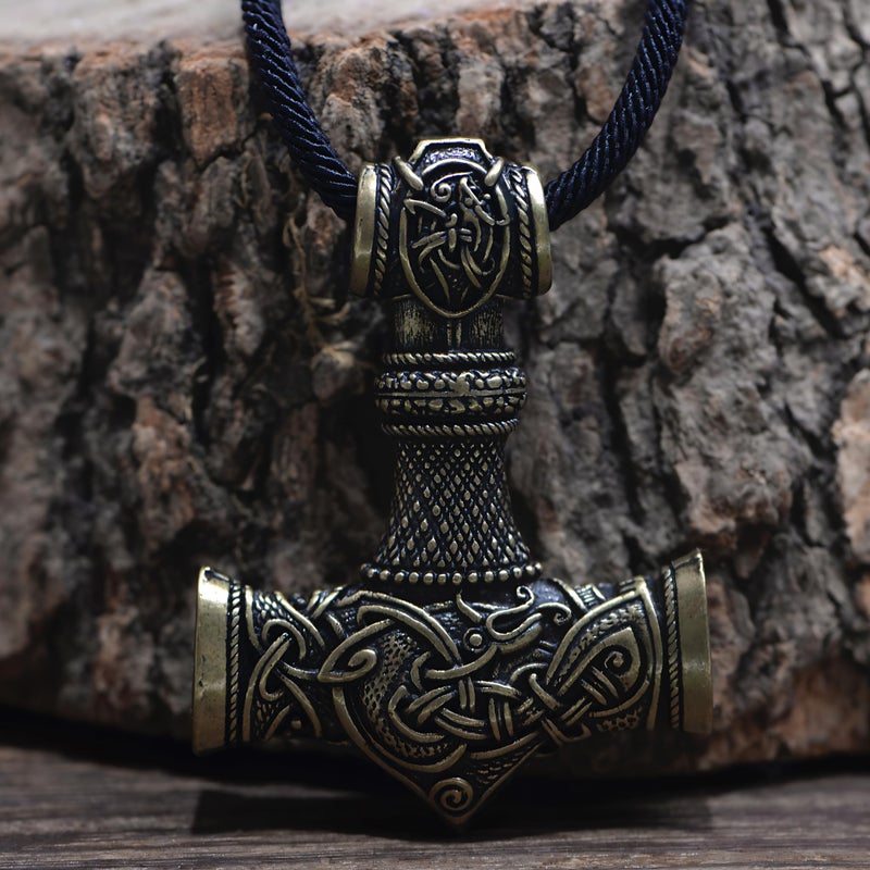 LANGHONG Thor Hammer Necklace â€“ Viking Necklace For Men, Norse Mythology Amulet Jewelry (Antique Bronze) - Image 4
